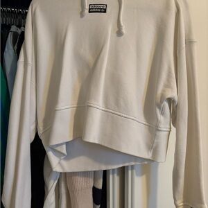 Adidas Women's Off-White Cropped Sweatshirt